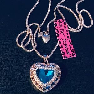 Betsey Johnson blue heart pendant on chain